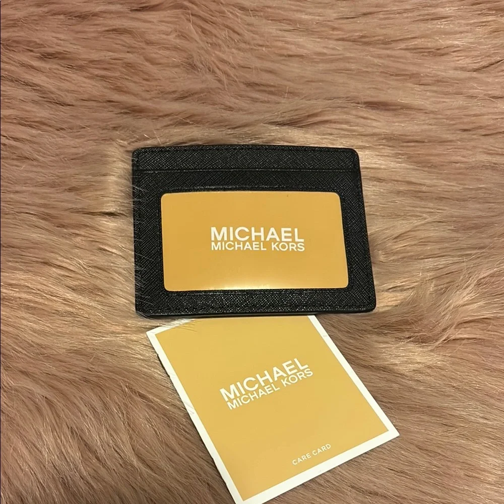 Michael Kors Black Card Holder with Yellow Card Insert